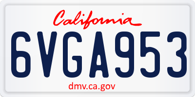 CA license plate 6VGA953