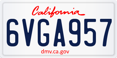 CA license plate 6VGA957