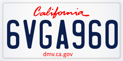 CA license plate 6VGA960