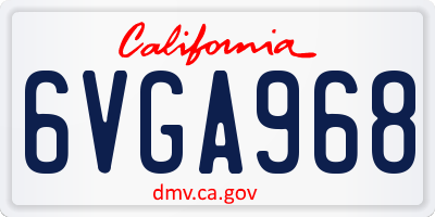 CA license plate 6VGA968