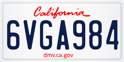 CA license plate 6VGA984