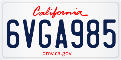CA license plate 6VGA985
