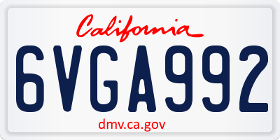 CA license plate 6VGA992