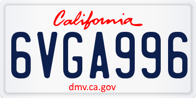 CA license plate 6VGA996