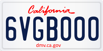 CA license plate 6VGB000