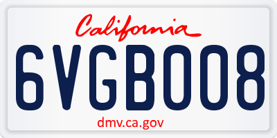 CA license plate 6VGB008