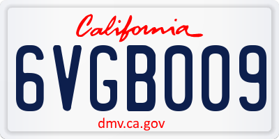 CA license plate 6VGB009
