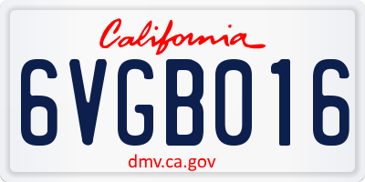 CA license plate 6VGB016