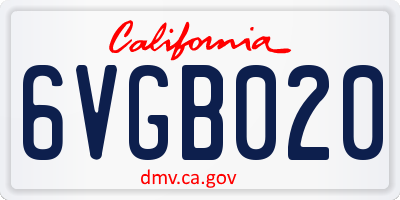 CA license plate 6VGB020