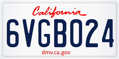 CA license plate 6VGB024