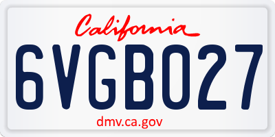 CA license plate 6VGB027
