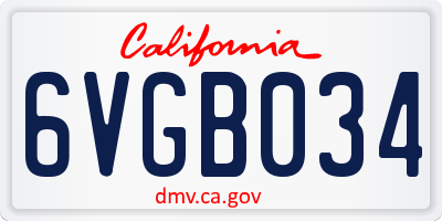 CA license plate 6VGB034