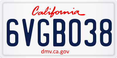 CA license plate 6VGB038