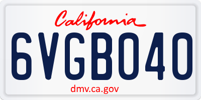 CA license plate 6VGB040