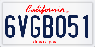 CA license plate 6VGB051