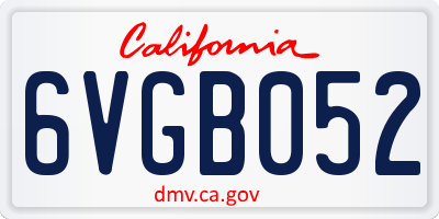 CA license plate 6VGB052