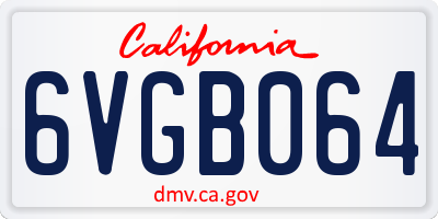CA license plate 6VGB064