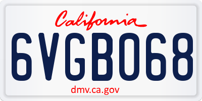 CA license plate 6VGB068