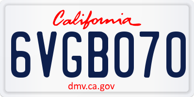 CA license plate 6VGB070