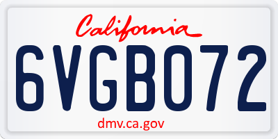 CA license plate 6VGB072