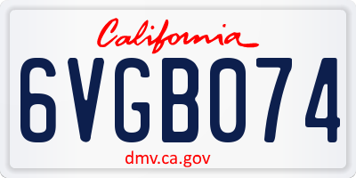 CA license plate 6VGB074