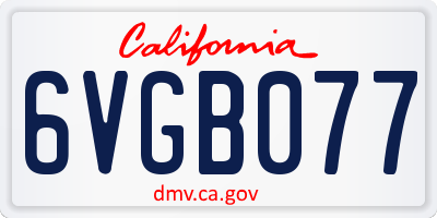 CA license plate 6VGB077