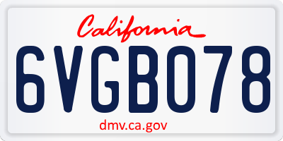 CA license plate 6VGB078