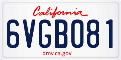 CA license plate 6VGB081
