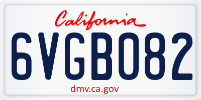 CA license plate 6VGB082