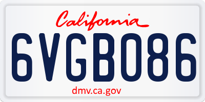 CA license plate 6VGB086