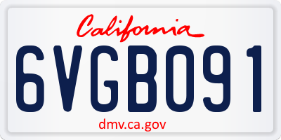CA license plate 6VGB091