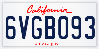 CA license plate 6VGB093