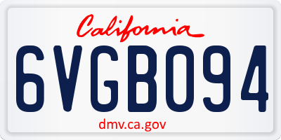 CA license plate 6VGB094