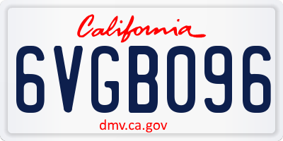 CA license plate 6VGB096