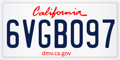 CA license plate 6VGB097