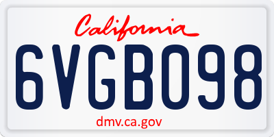 CA license plate 6VGB098