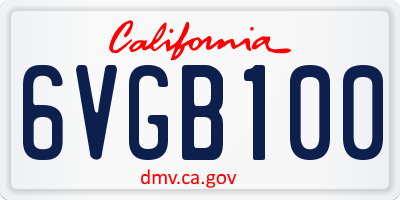CA license plate 6VGB100