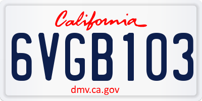 CA license plate 6VGB103