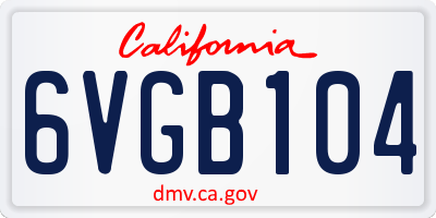 CA license plate 6VGB104
