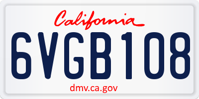 CA license plate 6VGB108