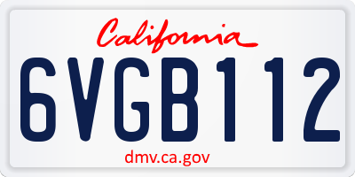 CA license plate 6VGB112