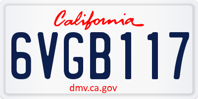 CA license plate 6VGB117