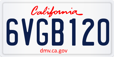 CA license plate 6VGB120