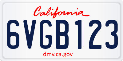 CA license plate 6VGB123