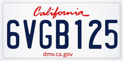 CA license plate 6VGB125