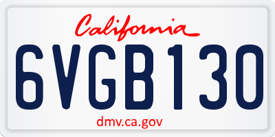 CA license plate 6VGB130