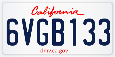 CA license plate 6VGB133