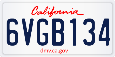 CA license plate 6VGB134
