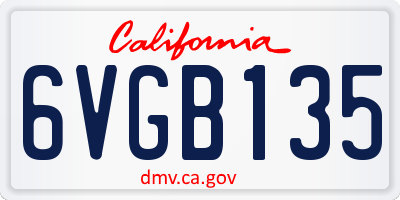 CA license plate 6VGB135