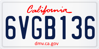 CA license plate 6VGB136